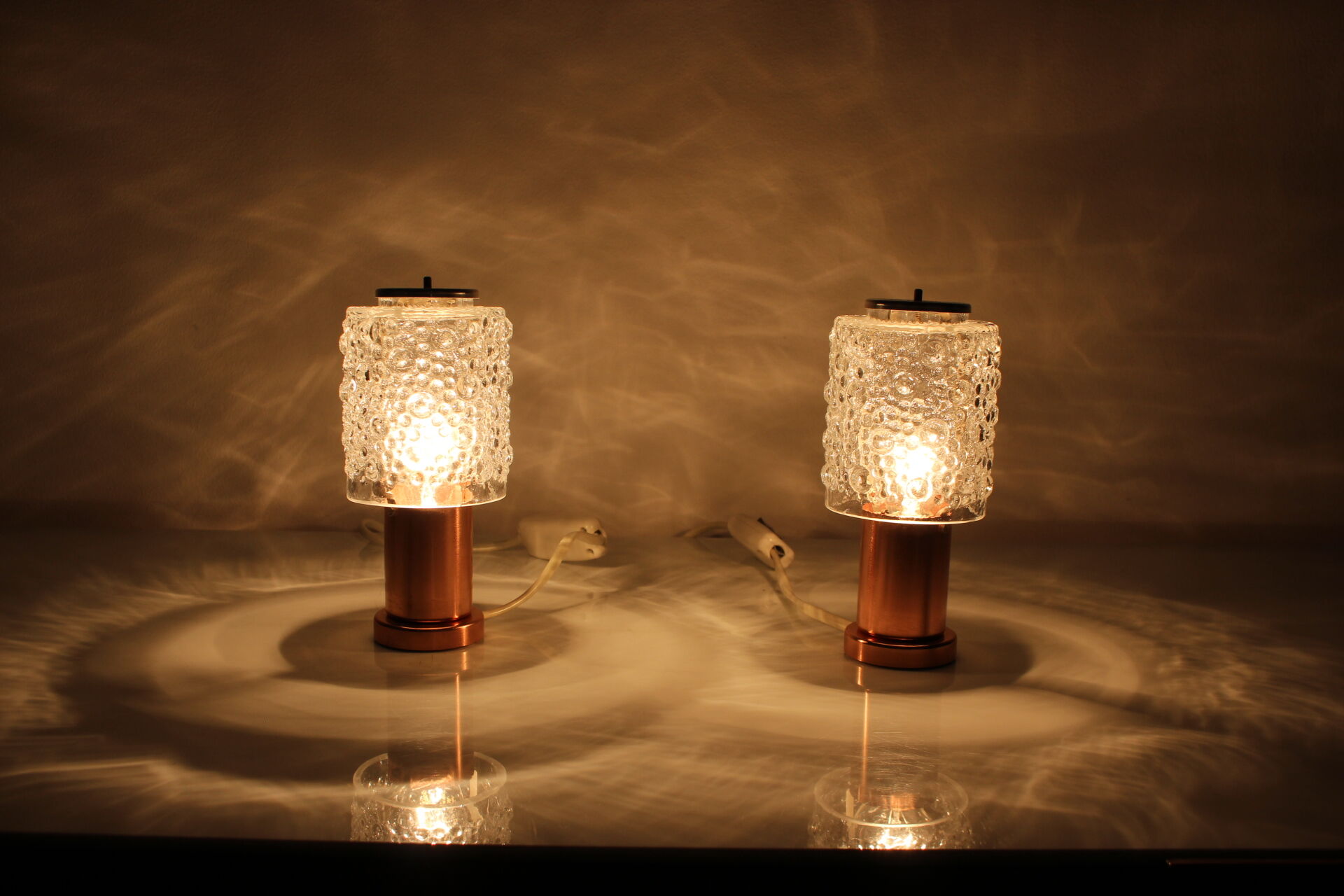 1970s Pair of Copper Table Lamps by Kamenický Šenov, Czechoslovakia