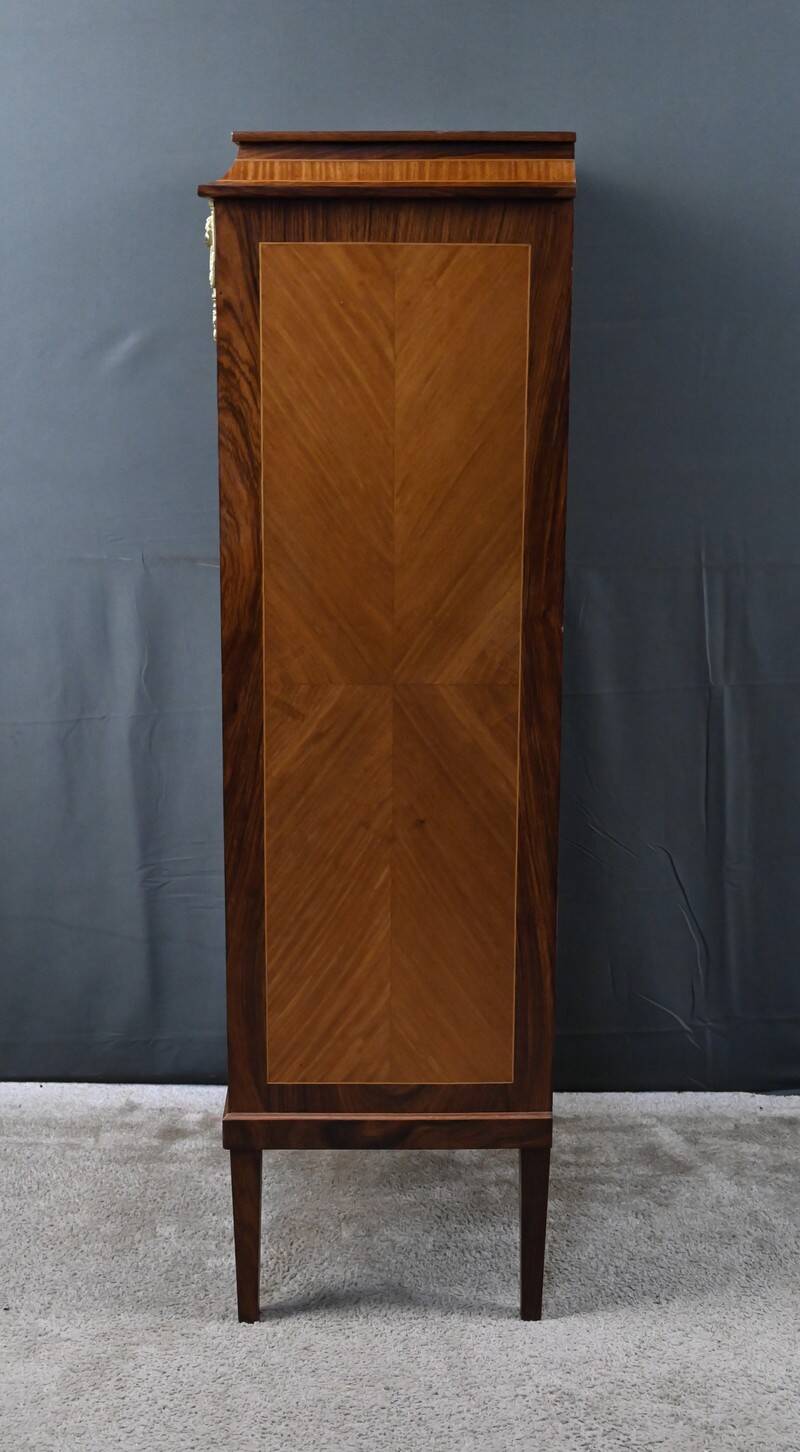 Rosewood and rosewood marquetry display cabinet, Louis XVI style – first part of the 20th century