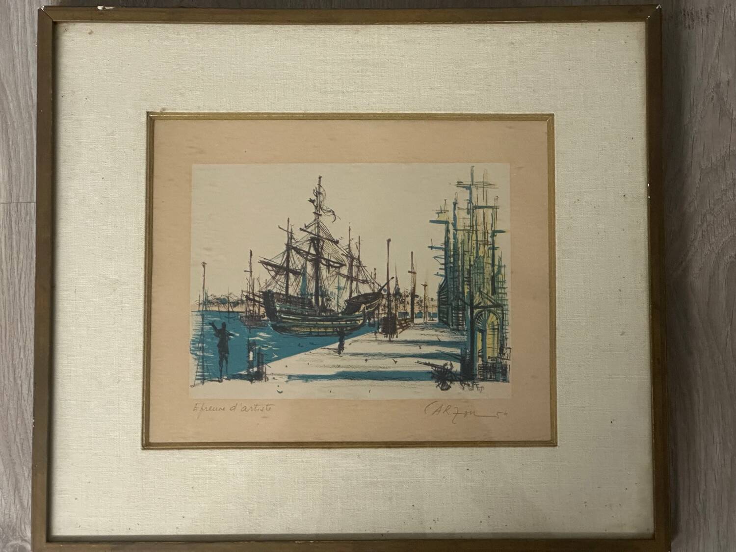 Jean Carzou (1907-2000), view of a port - litho artist's proof signed 1954