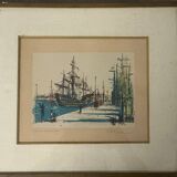 Jean Carzou (1907-2000), view of a port - litho artist's proof signed 1954