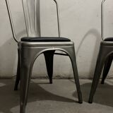chaise TOLIX  inox et cuir