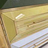 Mid Century Solid Wood And Colored Glass Bar Furniture, Italy 1950's