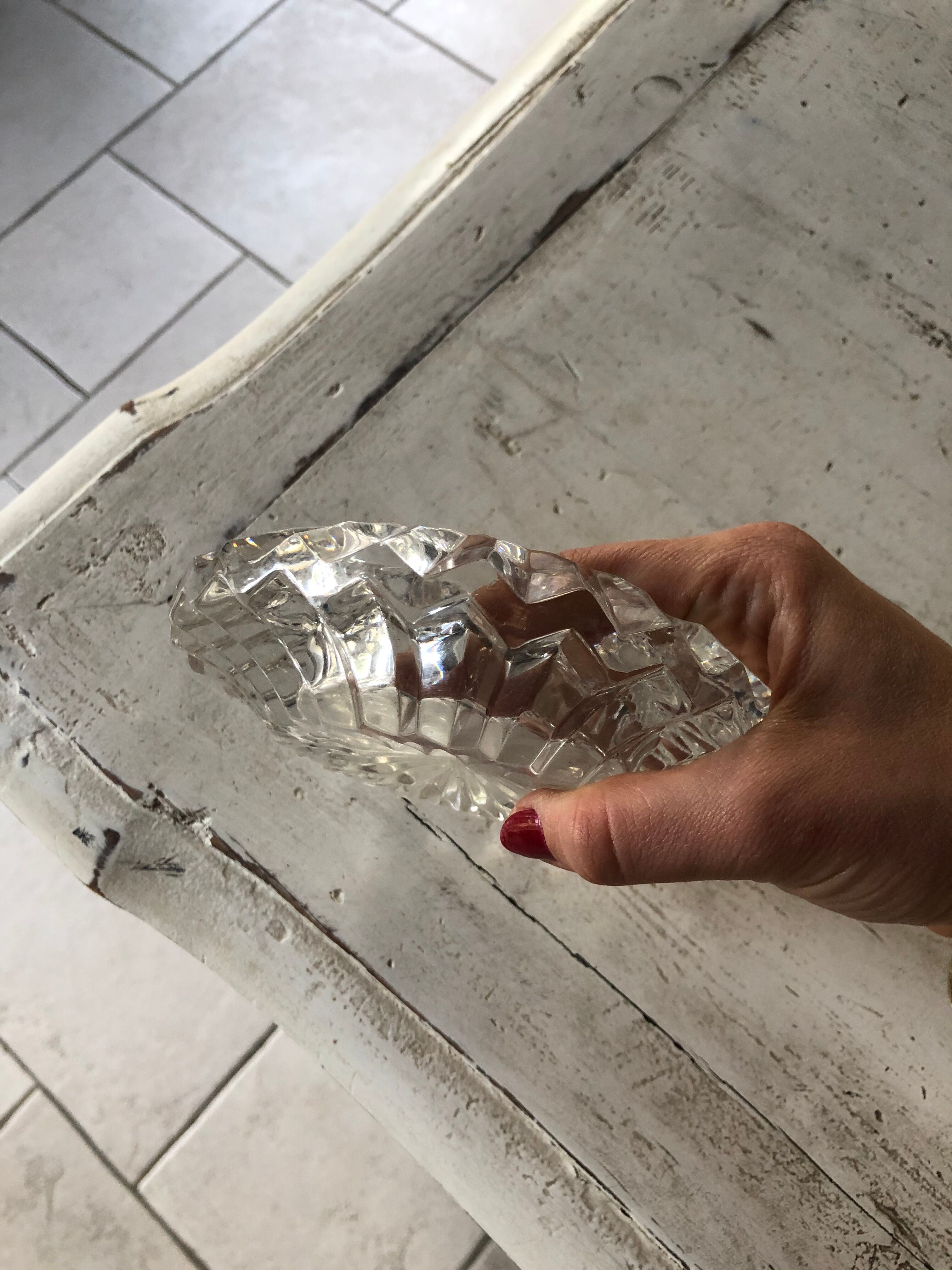 Chiseled glass ashtray