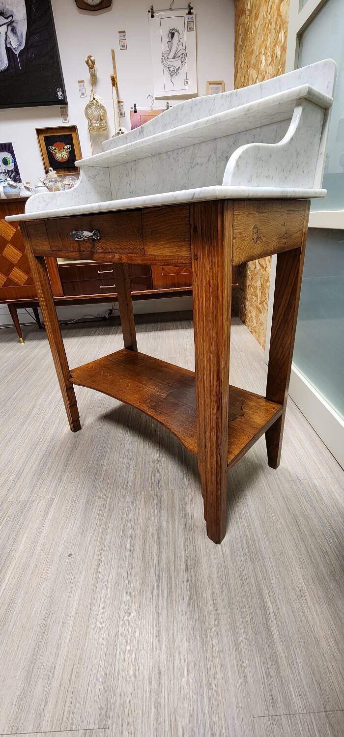 Old dressing table in wood and marble