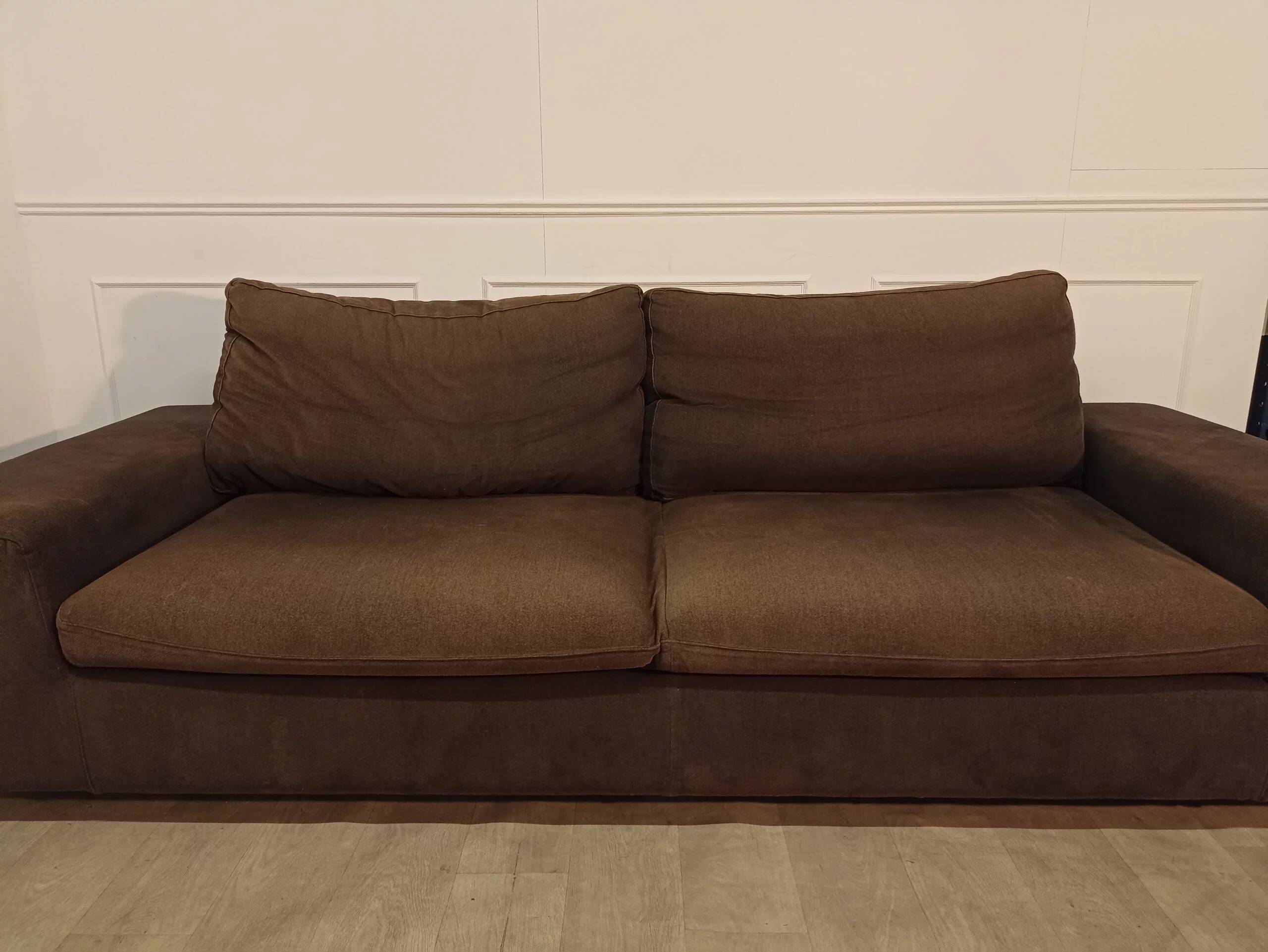 Large brown fabric sofa, excellent quality