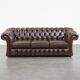 Canapé Chesterfield 3 places en cuir de vache de style anglais