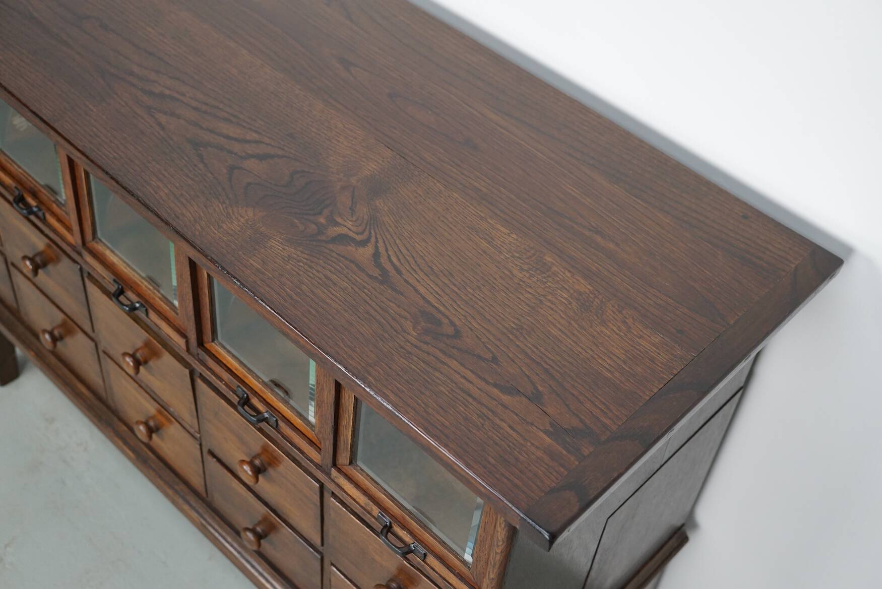 Antique German Oak Haberdashery Shop Cabinet, 1920/30s