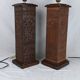Pair of Kaiser Leuchten Totem Lamps in Vintage Aztec Inca or Mayan Leather