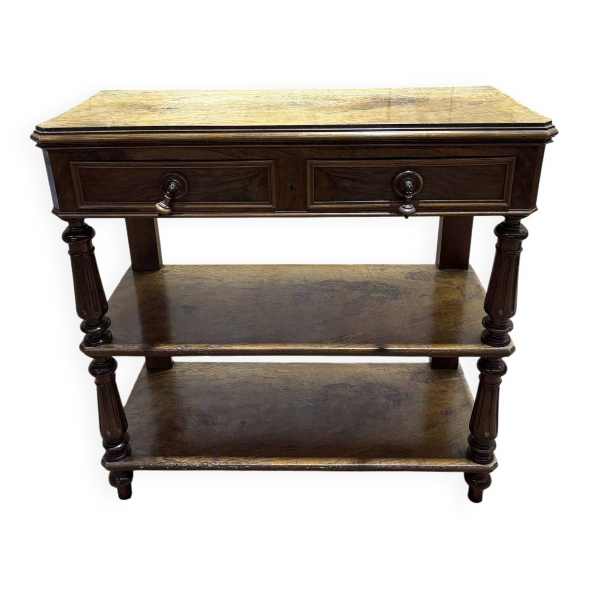 Console d’époque Napoléon III en noyer et placage