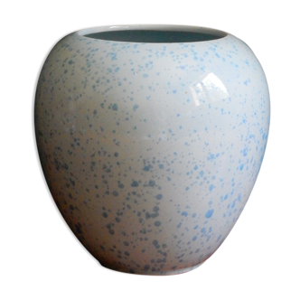 Blue speckled ceramic ball vase