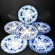 Lot de 6 assiettes Flora décor liseron bleu LM&cie 1840-1875 Creil Montereau