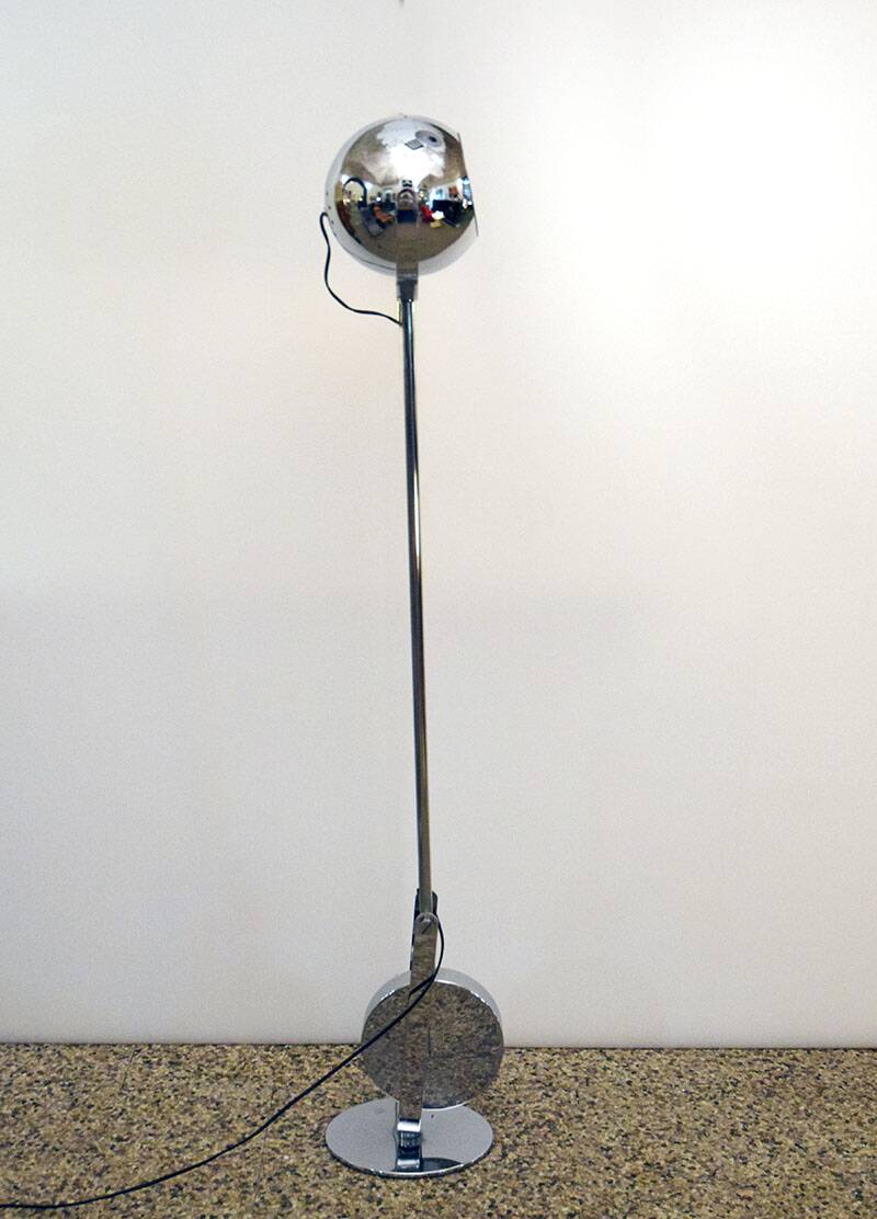 Paolo Tilche tilting floor lamp in chrome metal, 1970s