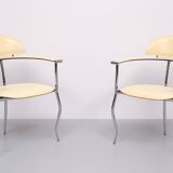 Arrben Chrome and Leather "Stiletto" Chairs, 1980s Italy