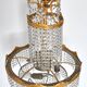3-light chandelier in gold metal and glass pendants