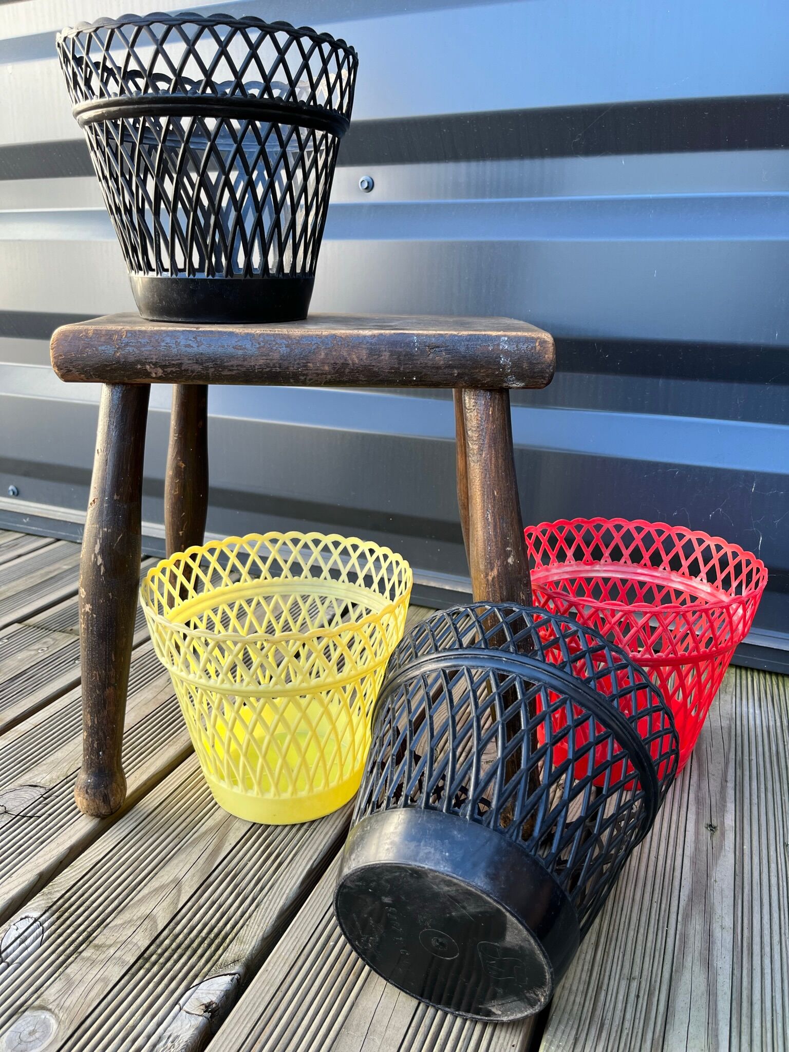 Black plastic pot cover 50s/60s