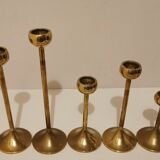 Set of 5 brass candlesticks from the 70s