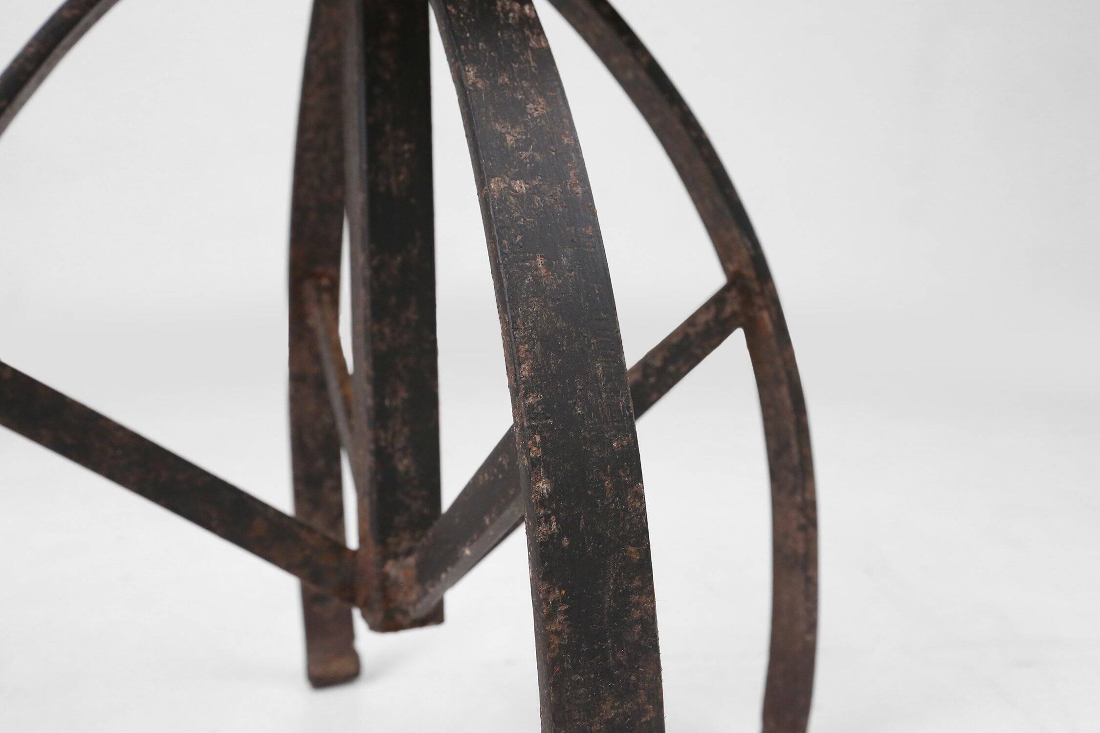 Industrial Black Metal Stool with Frame, France  1920s