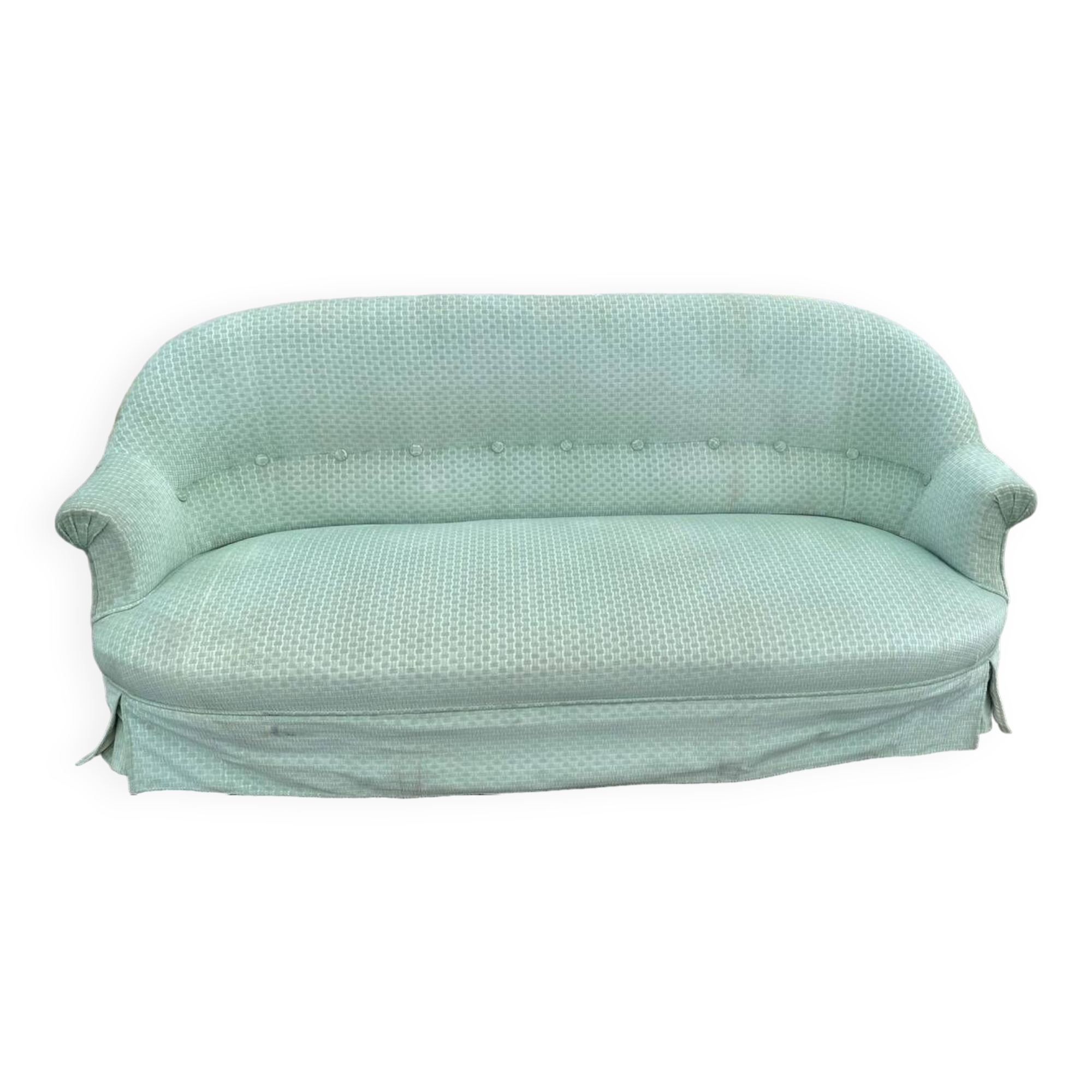 Vintage Celadon Velvet Sofa