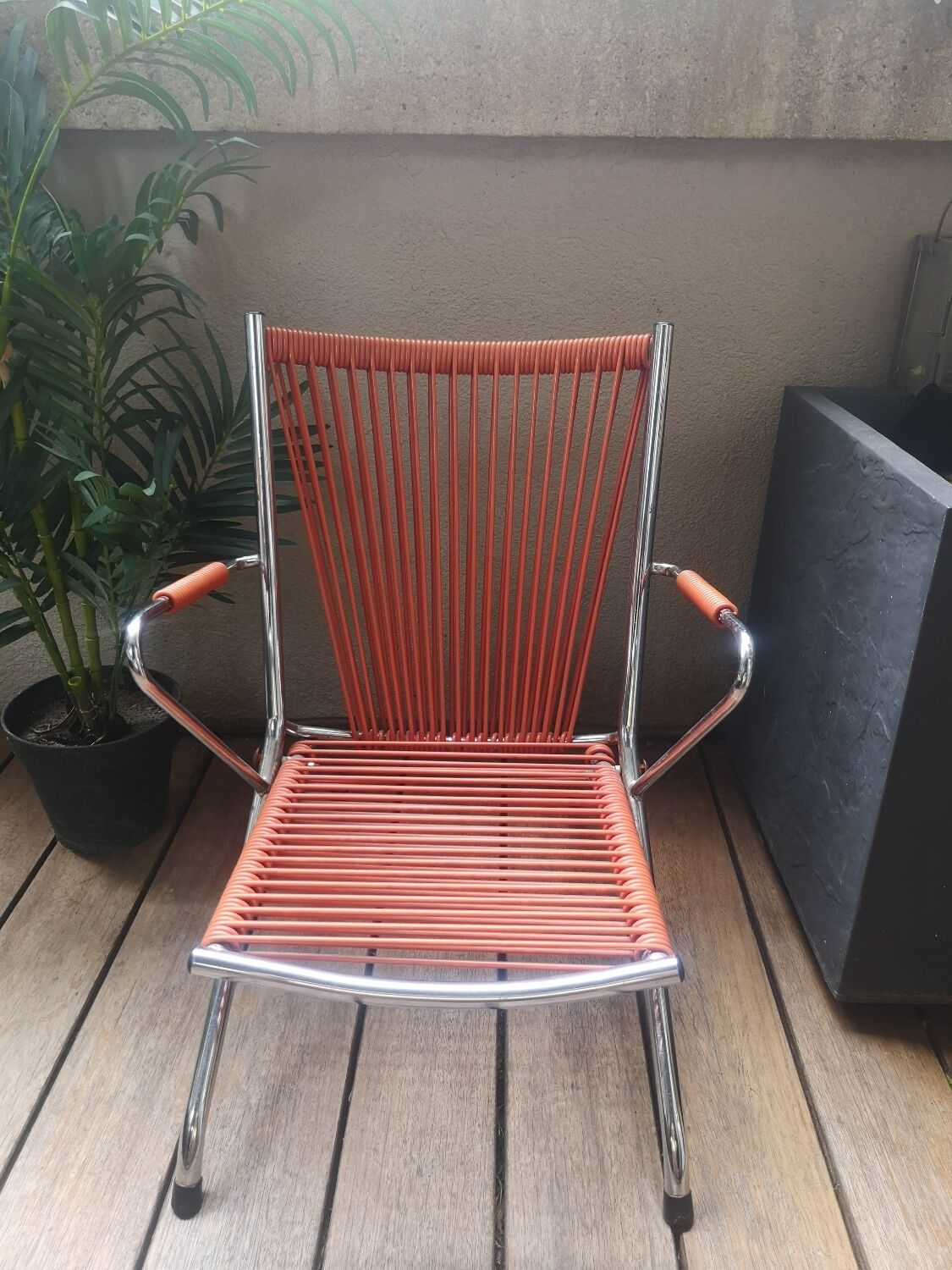 Armchair foldable child vintage 60's "scoubidou" orange