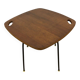 Modernist side table, 1950s, wood and metal, with handles.