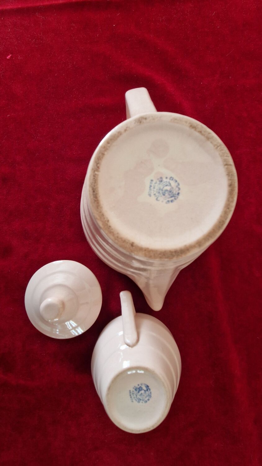 Pink ceramic coffee service by St Amand Ceranord