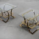 Tables basses italiennes vintage en or et verre, années 1960, Ensemble de 2