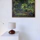 Brutalist olive wood table lamp 1970