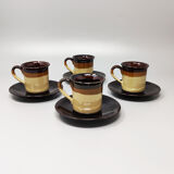 Brown Coffee Set in Faenza Ceramic. Handmade Made in Italy 1970
