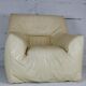 Fauteuil cuir et mousse couleur crème, France, circa 1970