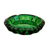 Emerald green glass ashtray