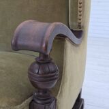 1950s, 3-seater Danish sofa, original condition, furniture velour, oak.