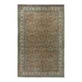 Vintage Handmade Turkish Wool Area Rug with Floral Design