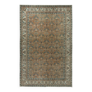Vintage Handmade Turkish Wool Area Rug with Floral Design