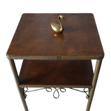 Vintage rolling side table 50 wood and metal