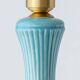 XXL Spanish sculptural table lamp in turquoise ceramic, 1960s, new Liberty lampshade.