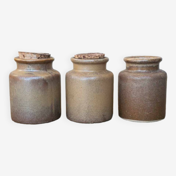 Lot de 3 pots en grès pyrité