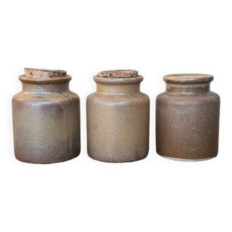 Set of 3 pyrite stoneware pots