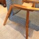 Pair of vintage oak armchairs, original fabric and seat.