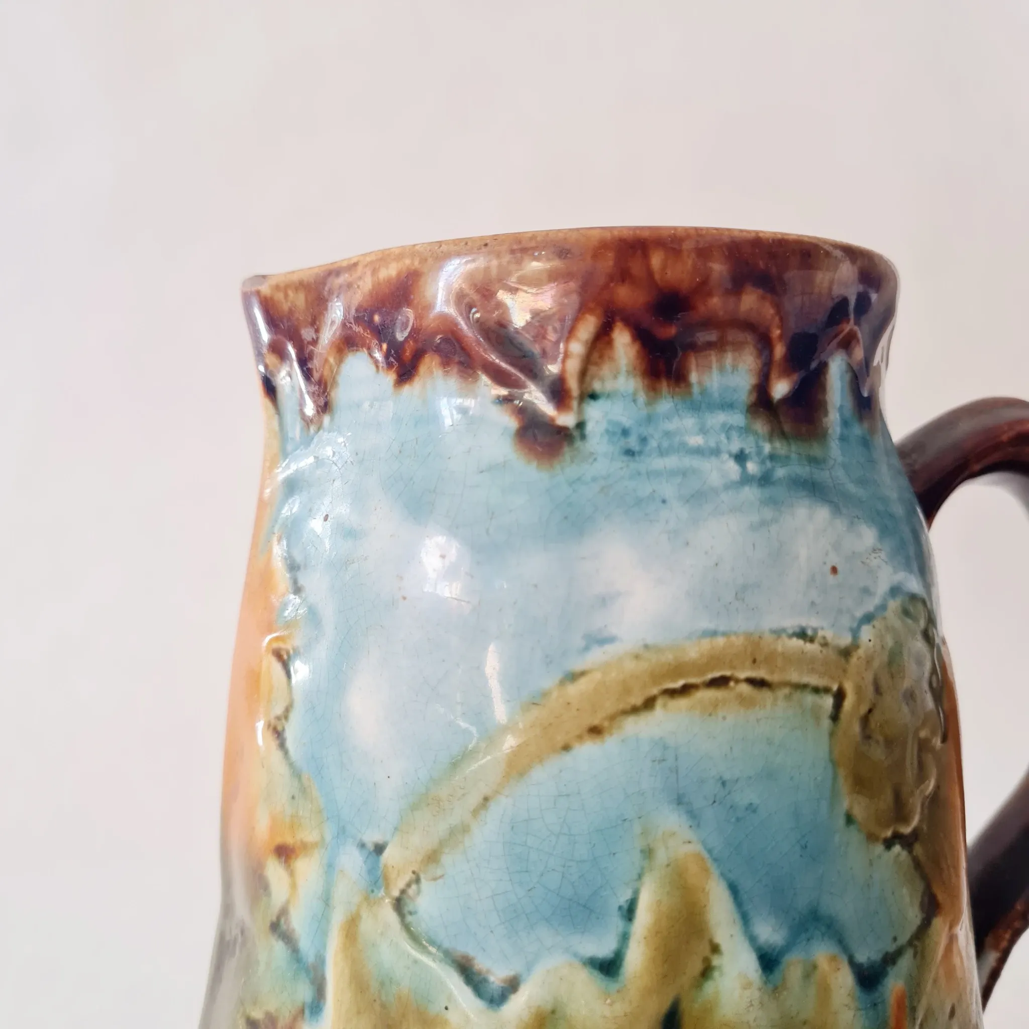 Old glazed stoneware pitcher - autumn