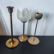 Trio de bougeoirs vintage en laiton