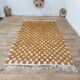 Moroccan Berber rug in ecru and camel wool with a graphic pattern, 245x150 cm.