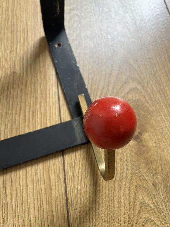 VINTAGE COAT RACK HOOK WITH COLORFUL BALLS AND HAT RACK SHELF