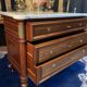 3-drawer chest of drawers in solid mahogany with white marble top in Louis XVI style