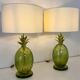 Pair of Italian Art Deco Pineapple Murano Glass Lamps with Lampshades