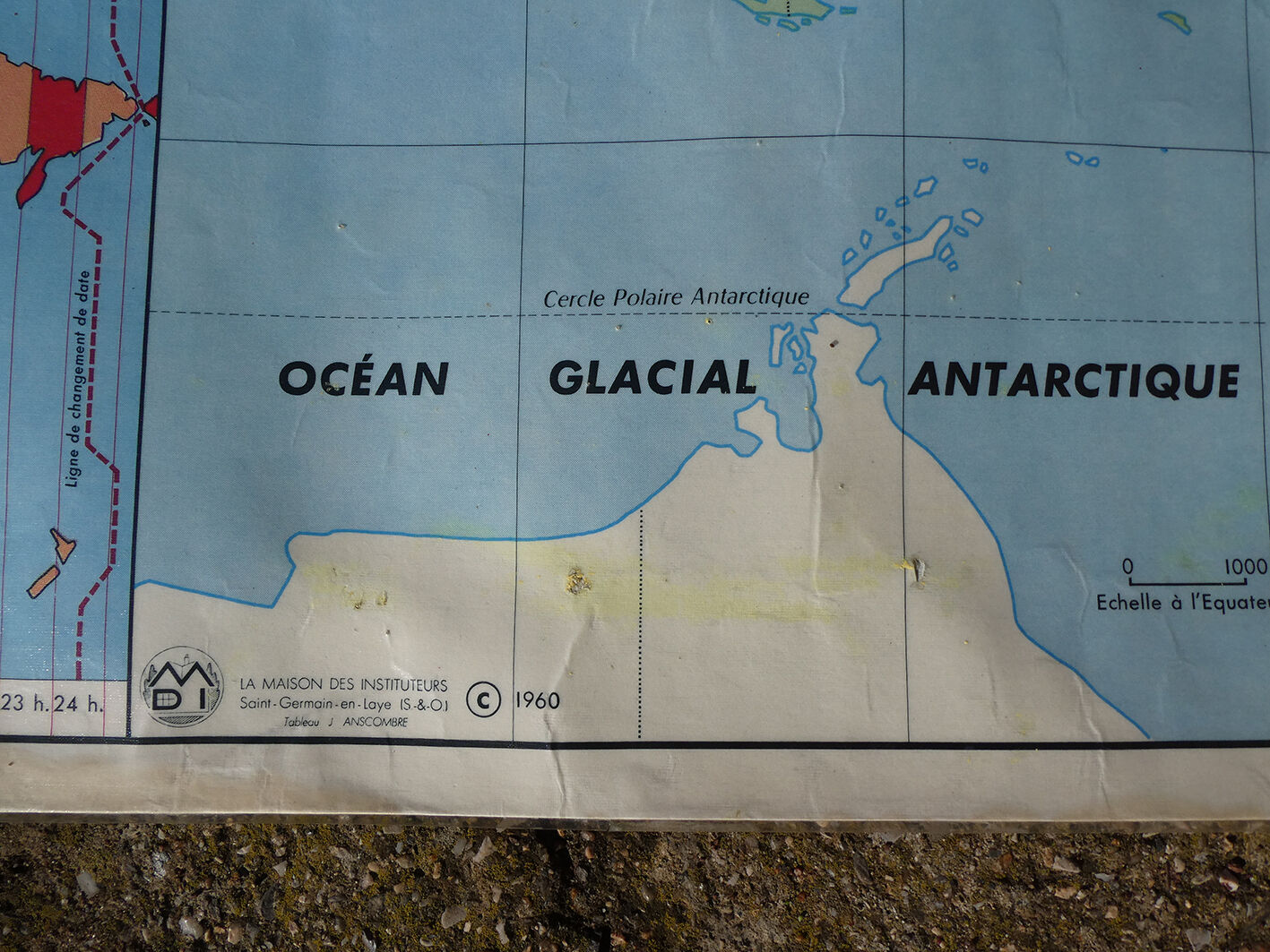 Map world map of the planisphere world MDI 1960