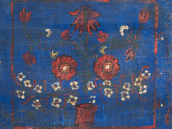 Antique navy blue trunk with floral details (c.1920) #94