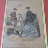 Old fashion engraving museum of families under glass