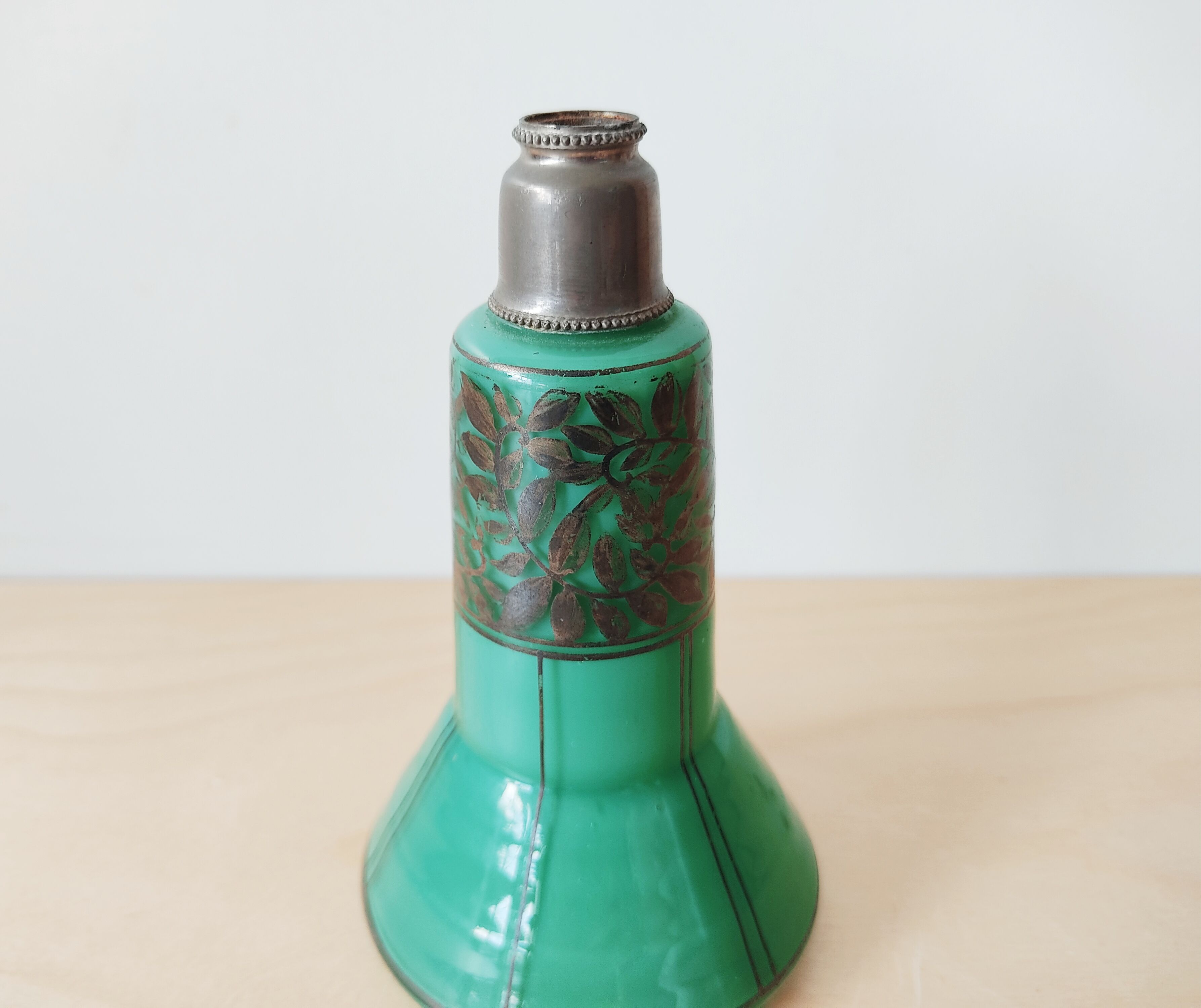 Hand-painted turquoise-lined glass vase