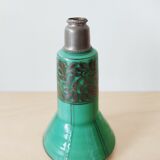 Vase en verre doublé turquoise peint à la main