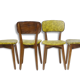 Suite de 4 chaises bistrot camouflage jaune & noir 1950 vintage French 50's rockabilly chairs